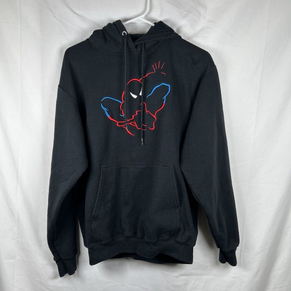 Universal Studios Marvel Spider-Man Embroidered Hoodie Black Adults Medium Y2K
